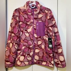Billabong Cozy Pink Patterned Fleece Zipup Jacket Ptp18.5”